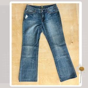 7 for All Mankind Distressed Flared Jeans with Rhinestone Accent | Size 30